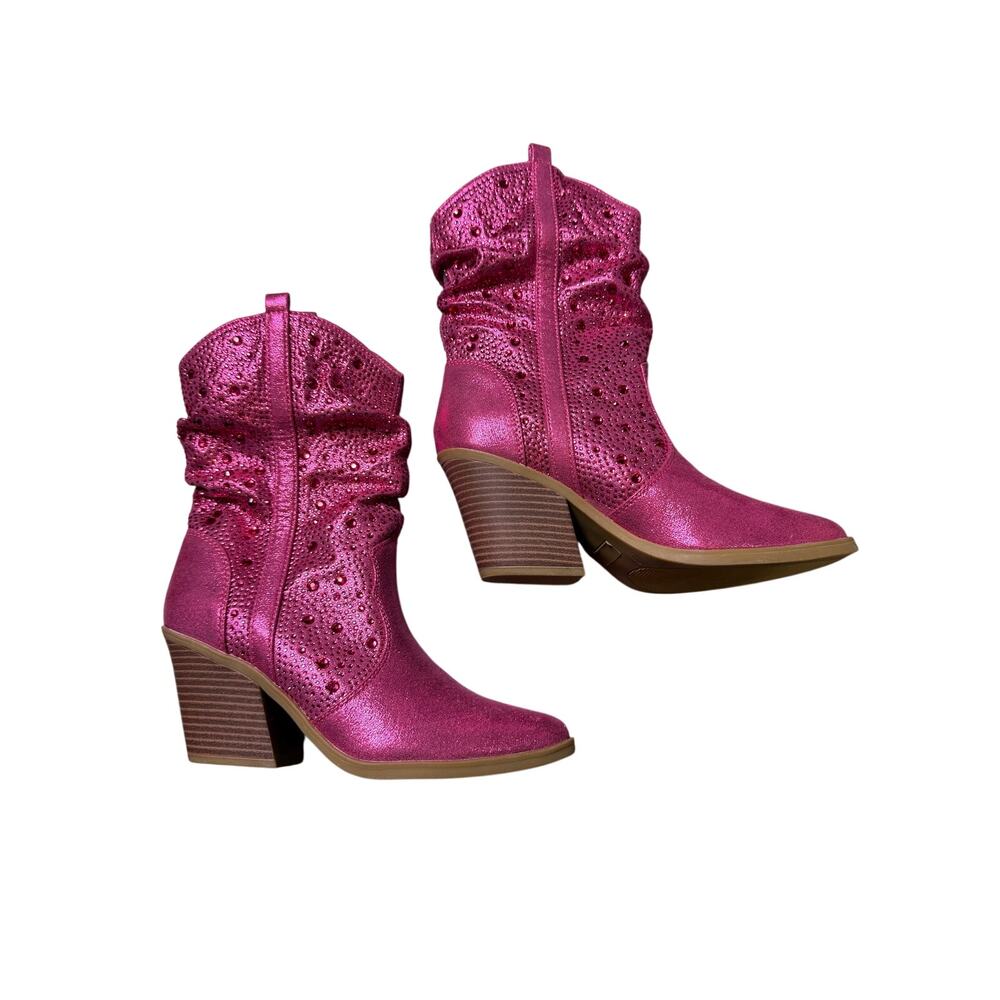 Sugar Kassandra 2 Pink Rhinestone Slouchy Boots
